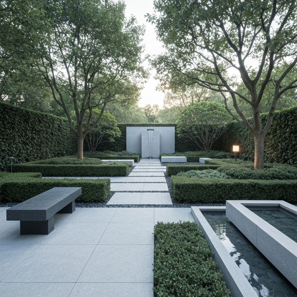 Jardin sereno al atardecer